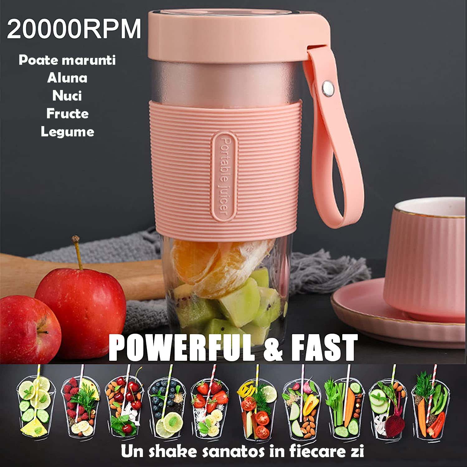 Mini blender electric, portabil, pentru preparare sucuri si shakeuri