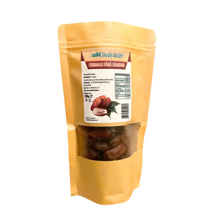 Curmale Deglet Nour fara samburi 200gr– gust fin caramelizat, calitate superioara – Ambalaj SmartZip resigilabil