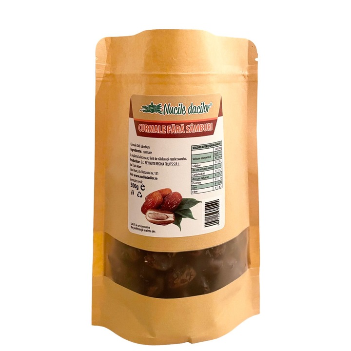 Curmale Deglet Nour fara samburi 500gr– gust fin caramelizat, calitate superioara – Ambalaj SmartZip resigilabil