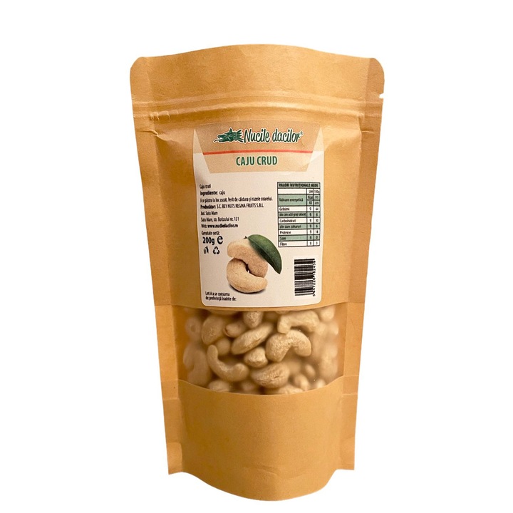 Caju crud premium 200g – bob intreg mare, calitate superioara – Ambalaj SmartZip resigilabil