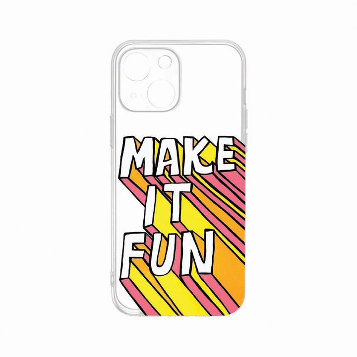 Husa BestCase®, Compatibila Cu Apple iPhone 14, Make It Fun, Rezistenta la uzura, Protectie camera, Transparent Silicon Series, c-TR 494