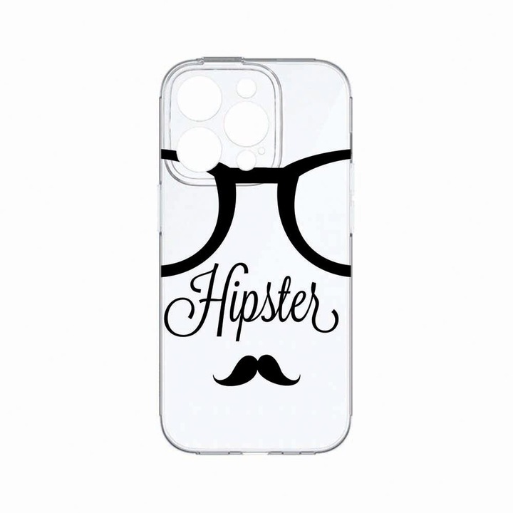 Husa BestCase®, Compatibila Cu Apple iPhone 14 Pro, Hipster, Rezistenta la uzura, Protectie camera, Transparent Silicon Series, c-TR 12