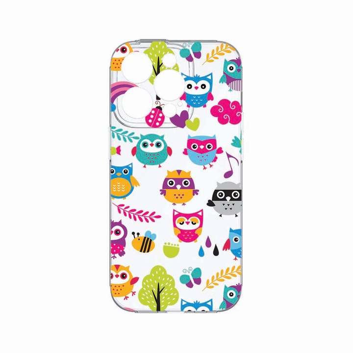Husa BestCase®, Compatibila Cu Apple iPhone 14 Pro Max, Owl, Rezistenta la uzura, Protectie camera, Transparent Silicon Series, c-TR 43