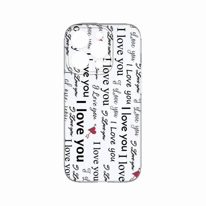 Husa BestCase®, Compatibila Cu Apple iPhone 14 Pro, Love me, Rezistenta la uzura, Protectie camera, Transparent Silicon Series, c-TR 40