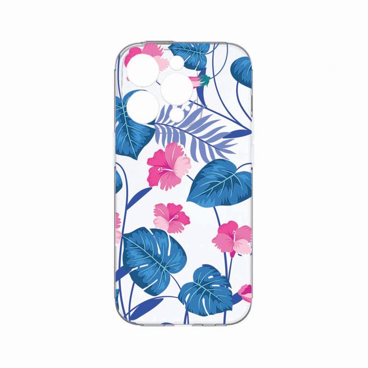 Husa BestCase®, Compatibila Cu Apple iPhone 14 Pro Max, Tropical, Rezistenta la uzura, Protectie camera, Transparent Silicon Series, c-TR 112