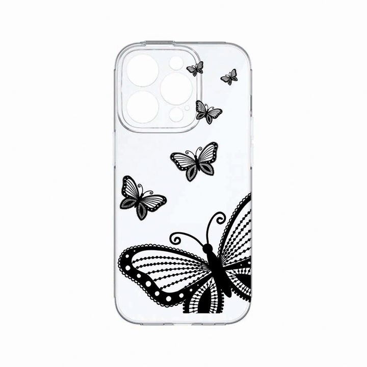 Husa BestCase®, Compatibila Cu Apple iPhone 14 Pro, Flowers, Rezistenta la uzura, Protectie camera, Transparent Silicon Series, c-TR 79