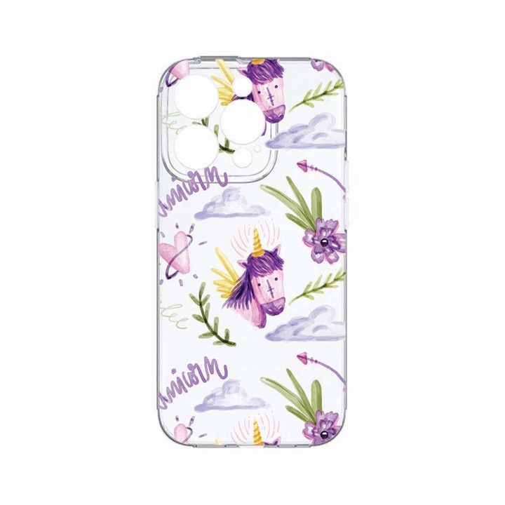 Husa BestCase®, Compatibila Cu Apple iPhone 14 Pro Max, Unicorn, Rezistenta la uzura, Protectie camera, Transparent Silicon Series, c-TR 89