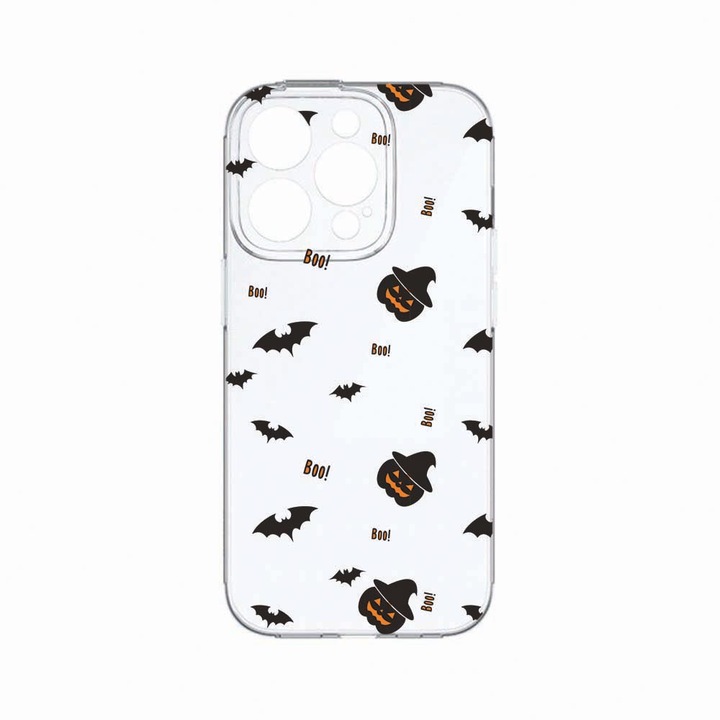 Husa BestCase®, Compatibila Cu Apple iPhone 14 Pro, Halloween, Rezistenta la uzura, Protectie camera, Transparent Silicon Series, c-TR 156
