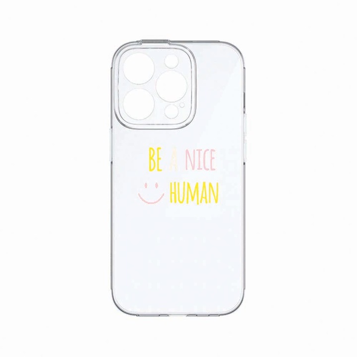Husa BestCase®, Compatibila Cu Apple iPhone 14 Pro Max, Be Nice, Rezistenta la uzura, Protectie camera, Transparent Silicon Series, c-TR 480