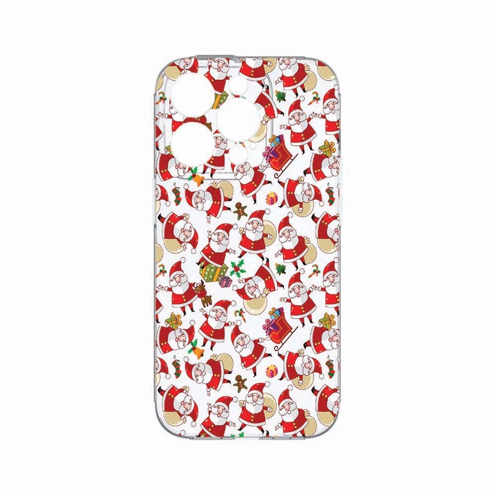 Husa BestCase®, Compatibila Cu Apple iPhone 14 Pro Max, Xmas - Santa Claus, Rezistenta la uzura, Protectie camera, Transparent Silicon Series, c-TR 315