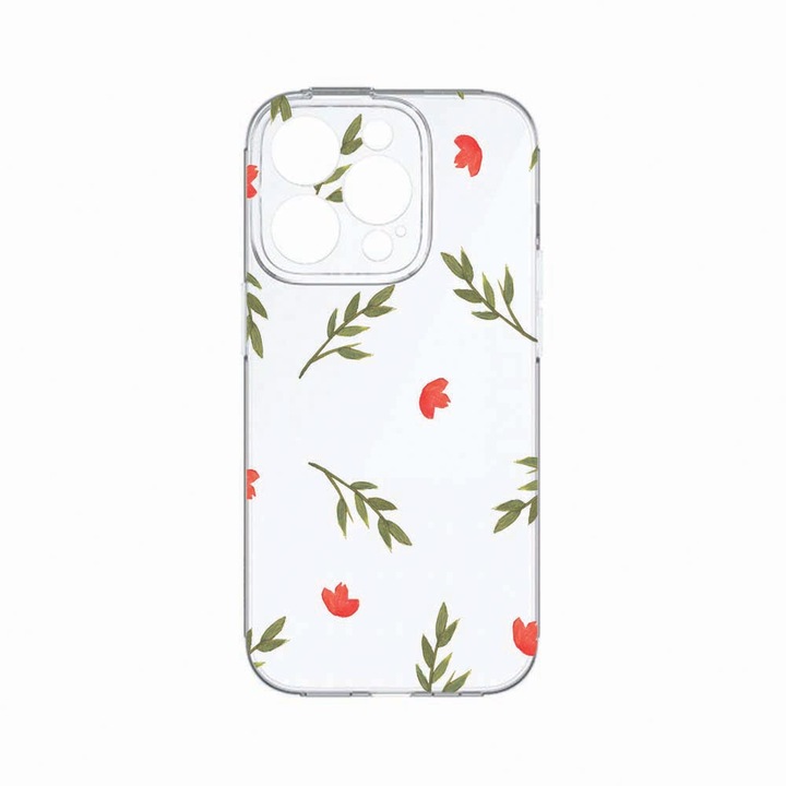 Husa BestCase®, Compatibila Cu Apple iPhone 14 Pro, Flowers, Rezistenta la uzura, Protectie camera, Transparent Silicon Series, c-TR 516