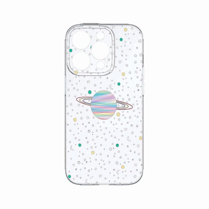 Husa BestCase®, Compatibila Cu Apple iPhone 14 Pro, Universe, Planets, Rezistenta la uzura, Protectie camera, Transparent Silicon Series, c-TR 468