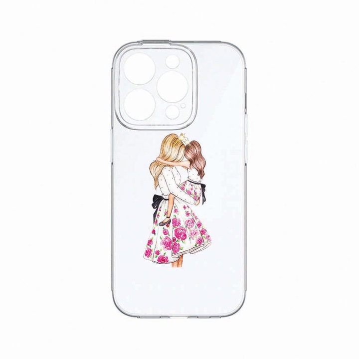 Husa BestCase®, Compatibila Cu Apple iPhone 14 Pro, Princesses Girl Mom, Rezistenta la uzura, Protectie camera, Transparent Silicon Series, c-TR 554