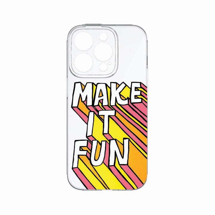 Husa BestCase®, Compatibila Cu Apple iPhone 14 Pro Max, Make It Fun, Rezistenta la uzura, Protectie camera, Transparent Silicon Series, c-TR 494