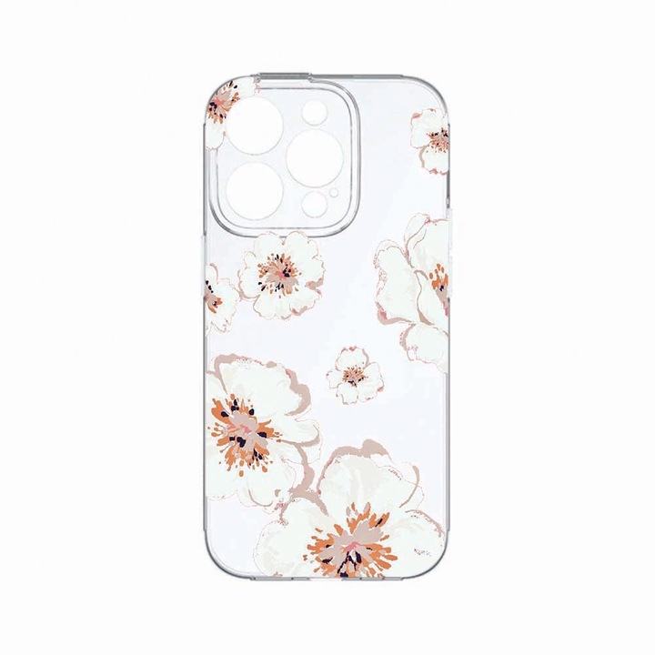 Husa BestCase®, Compatibila Cu Apple iPhone 14 Pro Max, Pastel Colors - Flowers, Rezistenta la uzura, Protectie camera, Transparent Silicon Series, c-TR 499