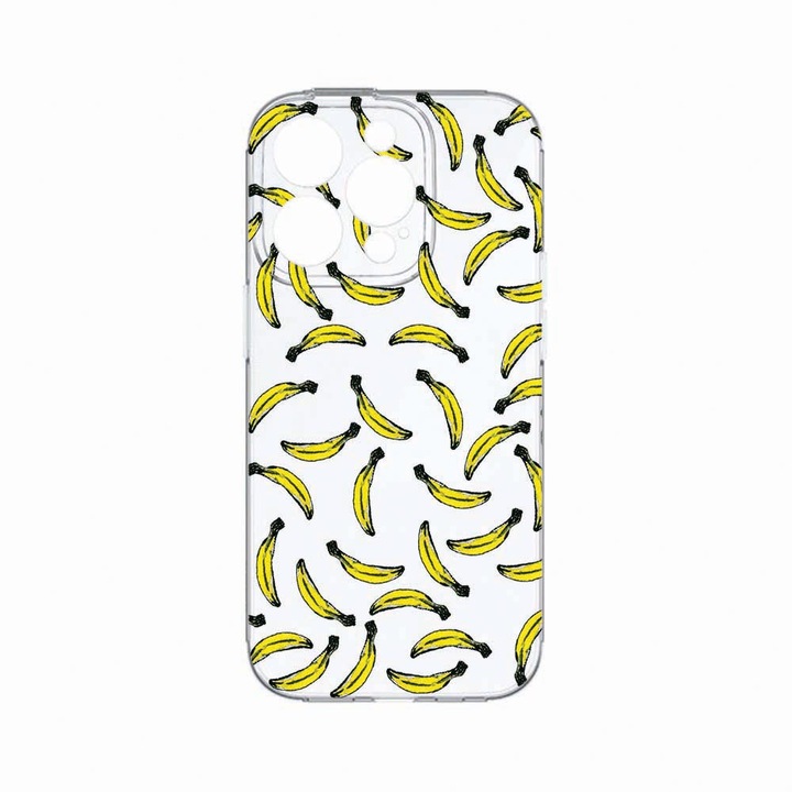 Husa BestCase®, Compatibila Cu Apple iPhone 14 Pro, Bananas, Rezistenta la uzura, Protectie camera, Transparent Silicon Series, c-TR 664