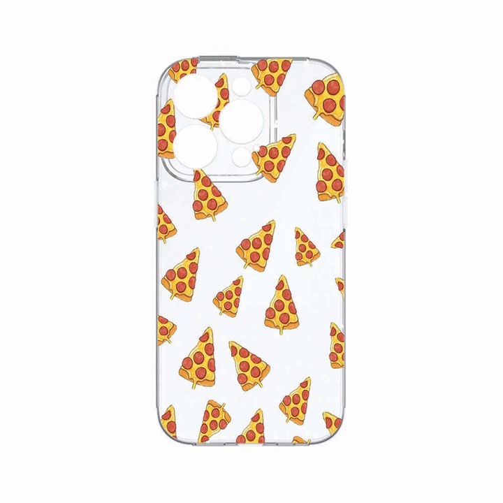 Husa BestCase®, Compatibila Cu Apple iPhone 14 Pro Max, Pizza, Rezistenta la uzura, Protectie camera, Transparent Silicon Series, c-TR 665