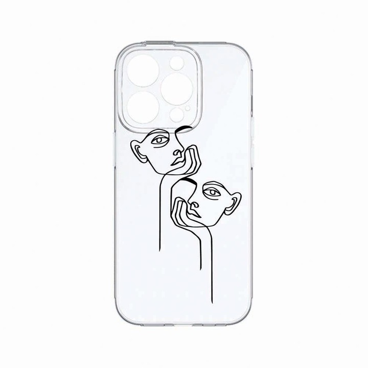 Husa BestCase®, Compatibila cu Apple iPhone 14 Pro, Boring, Rezistenta la uzura, Protectie camera, Transparent Silicon Series, c-TR 737