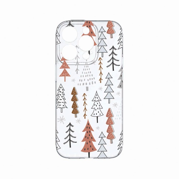 Husa BestCase®, Compatibila cu Apple iPhone 14 Pro Max, Christmas Hand Drawn, Rezistenta la uzura, Protectie camera, Transparent Silicon Series, c-TR 875