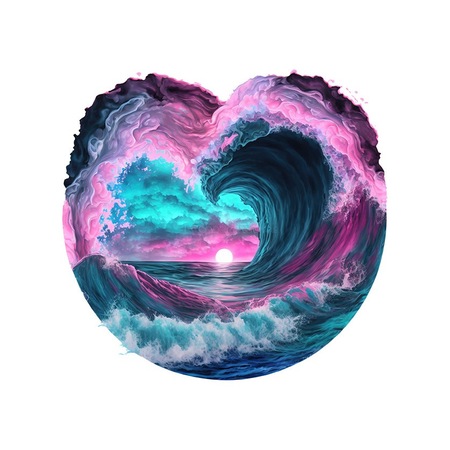 Sticker decorativ Inima in valuri, Multicolor, 53 cm, 5833ST - eMAG.ro