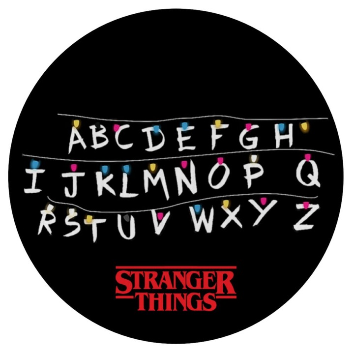 Mousepad din silicon, Model Stranger Things ABC, 20 cm, Multicolor
