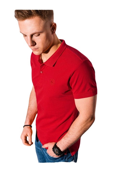 Ombre Clothing Férfi alap galléros póló Douglas piros, Koptatott piros, M