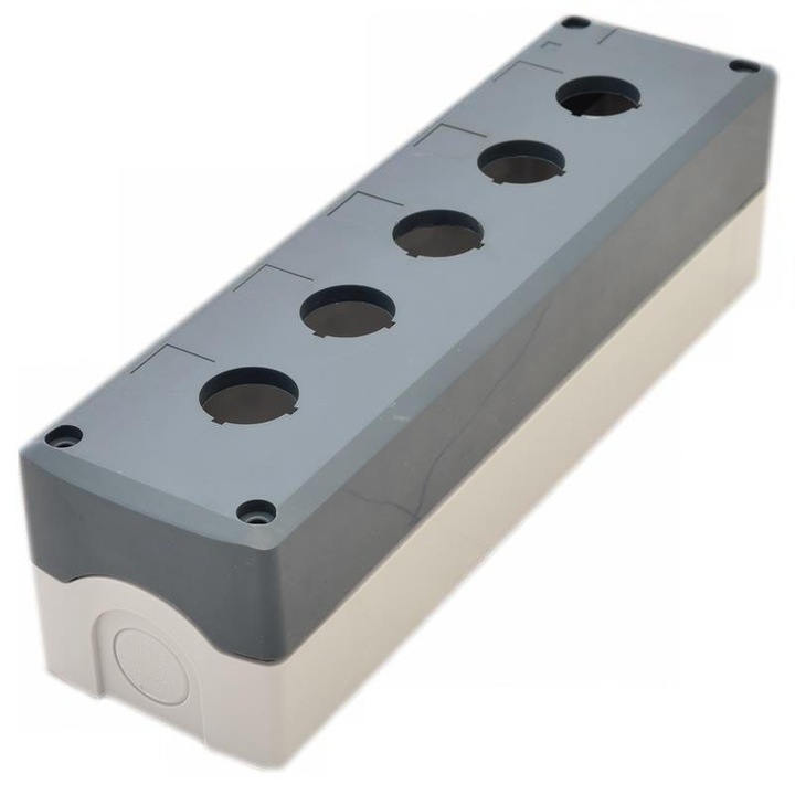 Cutie/Carcasa pentru buton, Tracon Electric, 5 butoane, Alb/Gri