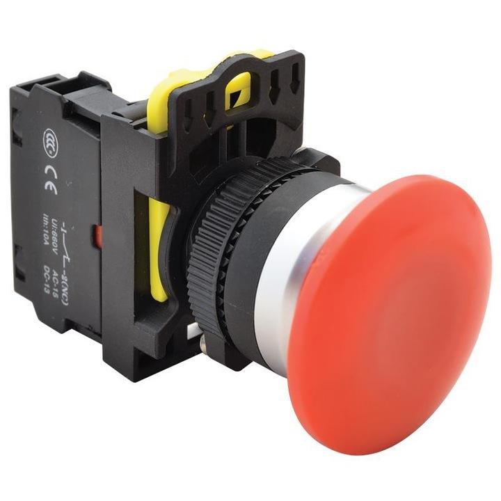 Buton tip ciuperca NYG3-MR, Tracon Electric, Rosu