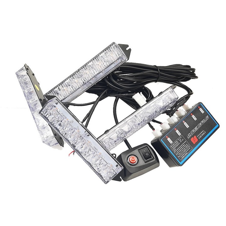 Set 4X Led lumini, Tip Stroboscop De Avertizare, galben, 12V