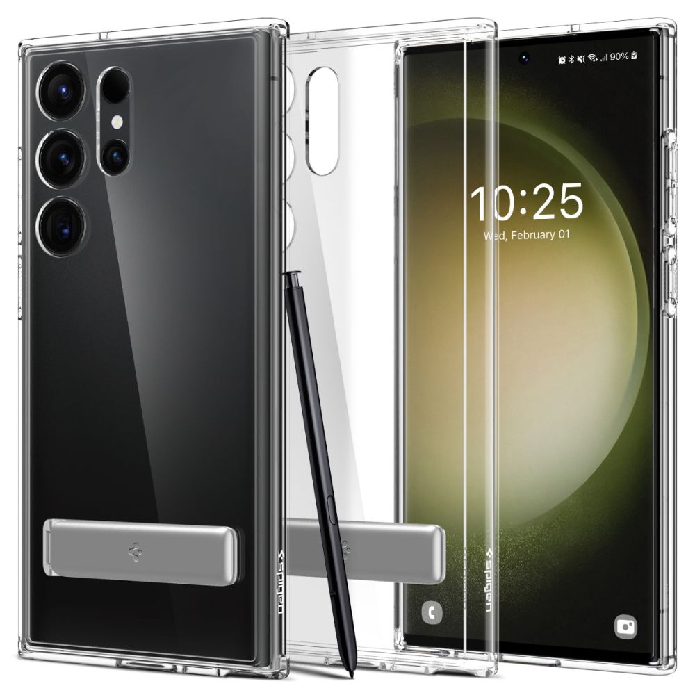 Carcasa Spigen Ultra Hybrid S compatibila cu Samsung Galaxy S23 Ultra Crystal Clear