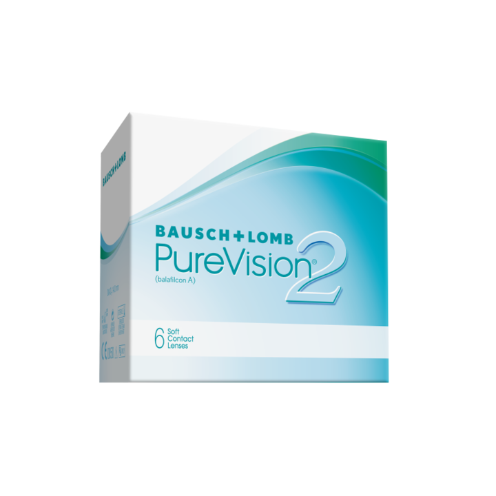 Месечни контактни лещи PureVision2, диоптър -2.00, 6 бр./кутия