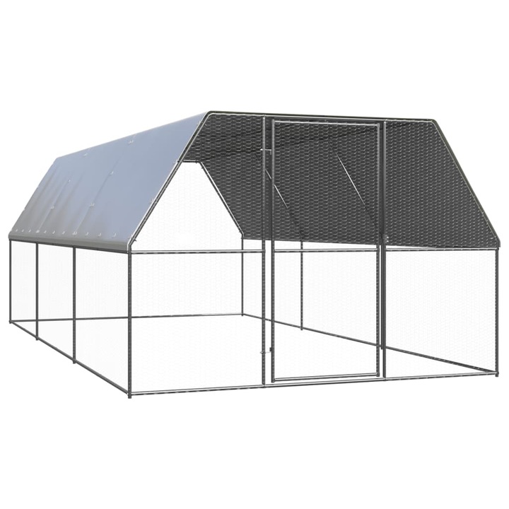 Cotet de pasari pentru exterior vidaXL, 3x6x2 m, otel zincat, 37.45 kg