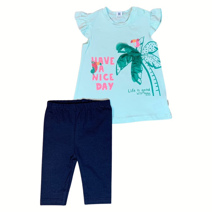 Комплект от 2 премиум памук, синьо-зелен