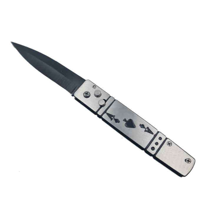 Cutit Deschidere pe Buton, Model As, Prindere curea, 21 cm, Argintiu, Dalimag