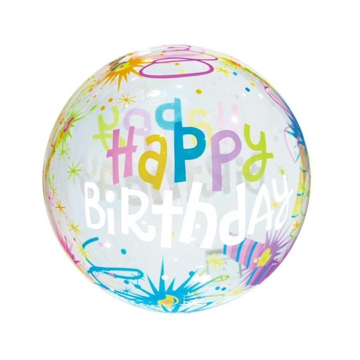 Фолиев балон Happy Birthday aqua colored sphere, 40 см