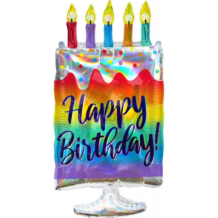 Hologrammos Happy Birthday Fólia lufi 76 cm