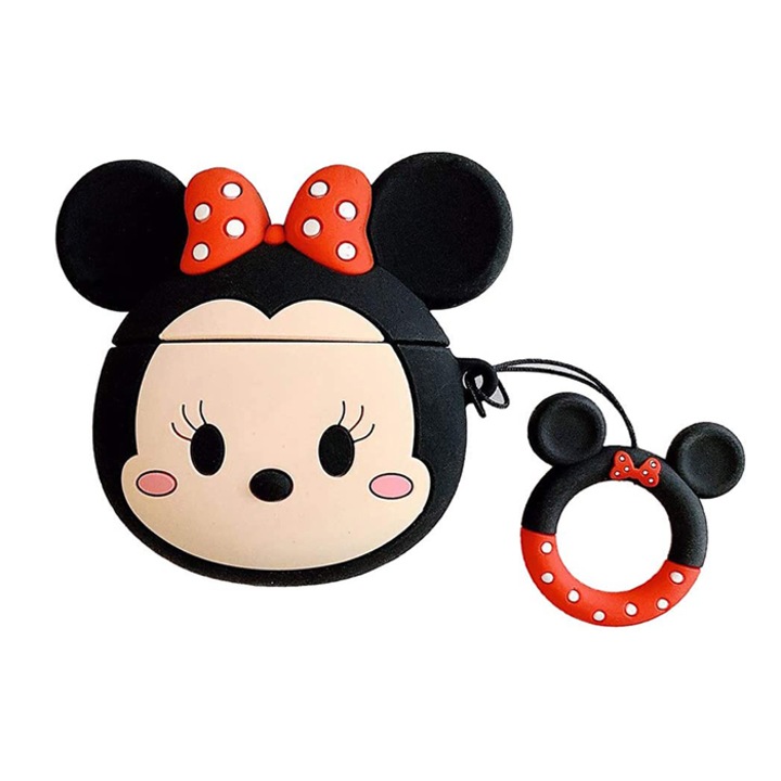 Husa Airpods 1/2 din Silicon EHS E-Husa® pentru casti Airpods generatia 1 sau 2, model Minnie