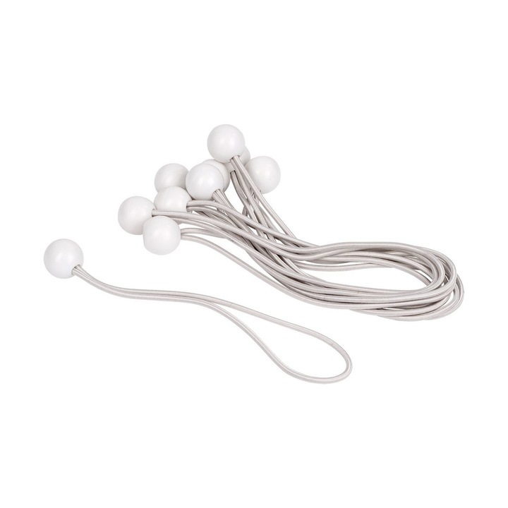 Set 10 buc chingi elastice cu bile Kreator KRT555106, 0.4mm, 25cm, ajustabile