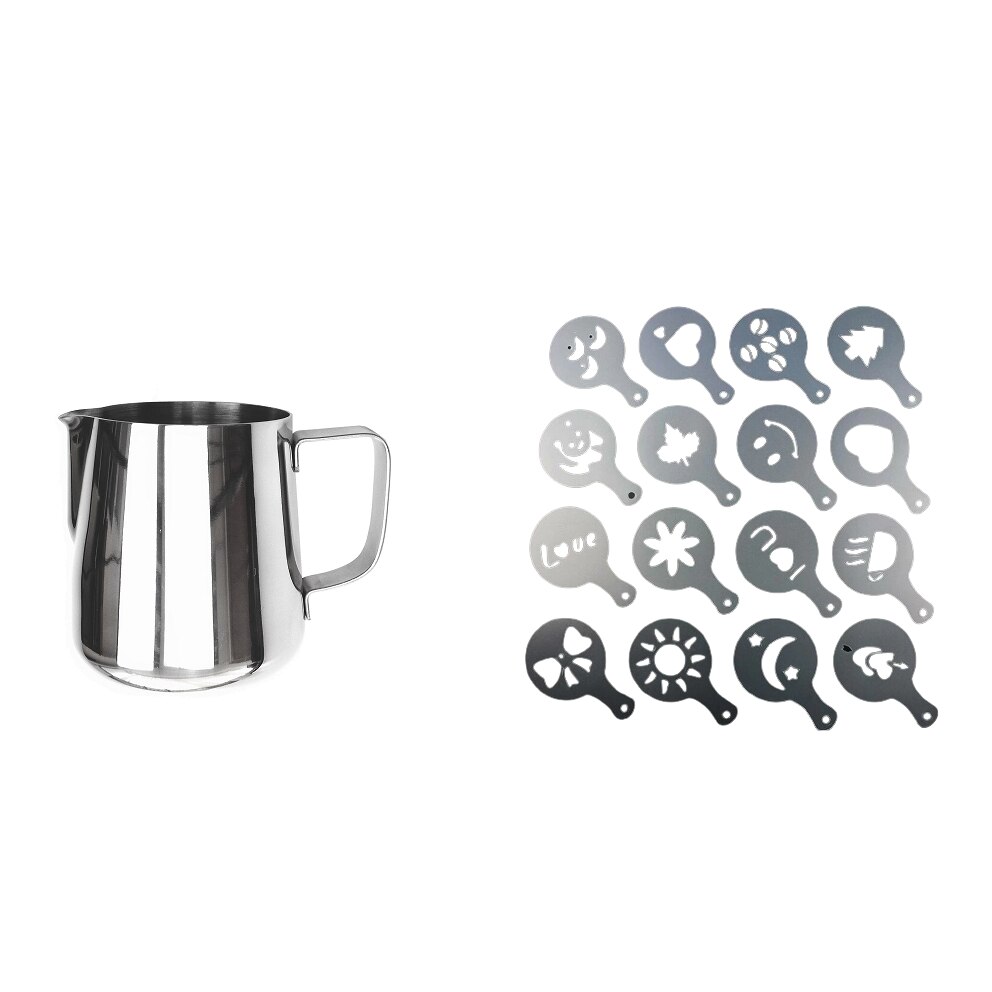 Set barista latiera pentru spumare lapte 600ml si tamper presare cafea  diametru 57.5 mm, cana pitcher, presa cafea, inox FMD0144 