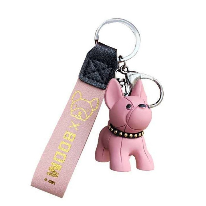 Ключодържател, Bulldog Boom, розово, чанта и ключове