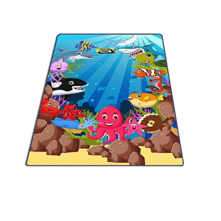 Covor antiderapant pentru copii Aquarium 150x200 cm