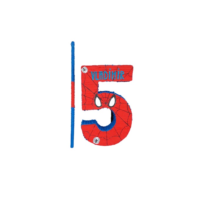Pinata model cifra Spiderman, 60 cm, rosu