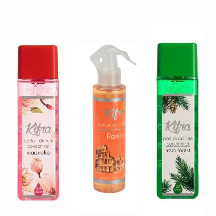 Kifra mosodai parfüm csomag 2 x 200 ml Fresh Forest & Magnolia, 160 mosás és Kifra Parfum Camera Roma