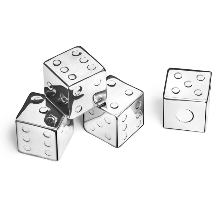 Комплект от 4 зара за напитки, Gadget Master, Metal, Silver