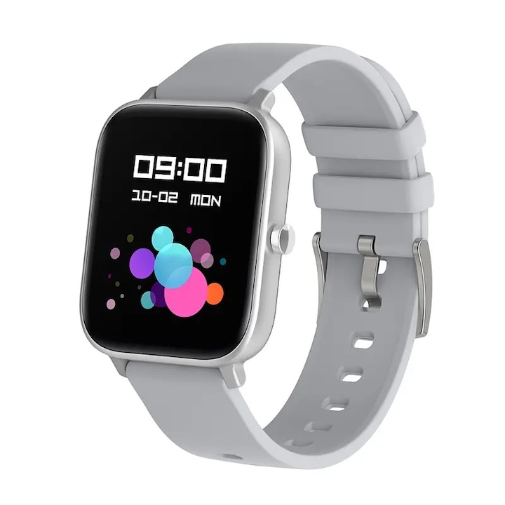 Часовник Smartwatch SolMiP8 GT 2022, работещ с приложение HD Fit Pro, за спорт и ежедневие, 1.69" цветен дисплей, Метален корпус, Водоустойчив IP67, Сив