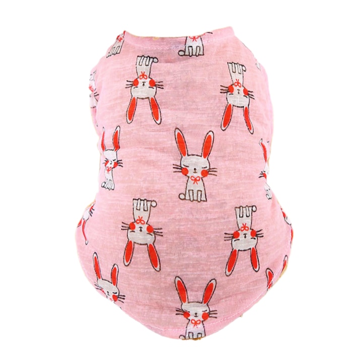 Bluza pentru caini, cu imprimeu pisica, 039C55, roz, XL