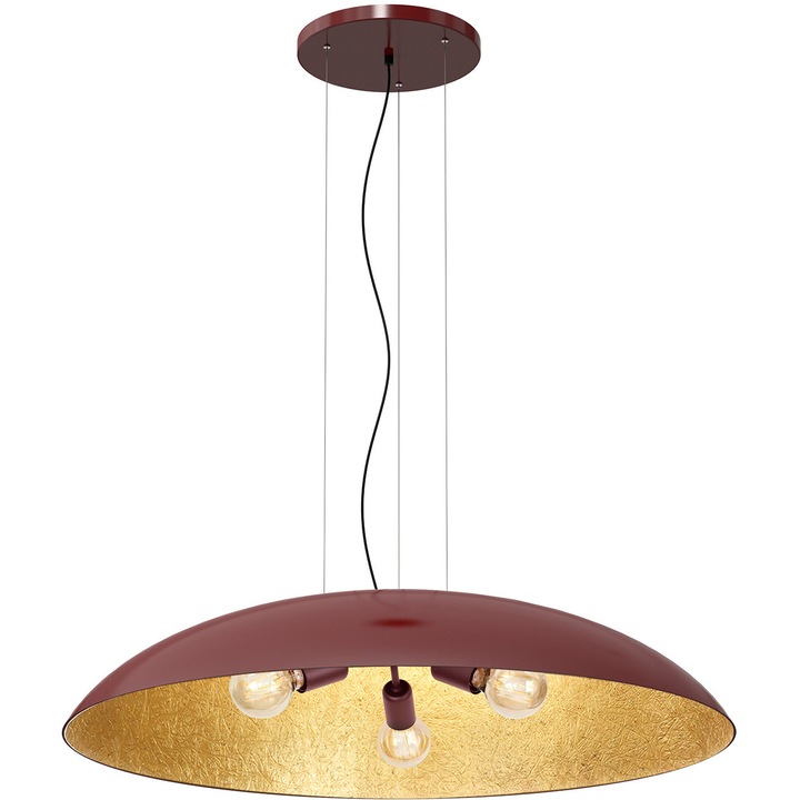 Пендел, Luminex, Метал, Цокъл E27, Червен/Златист