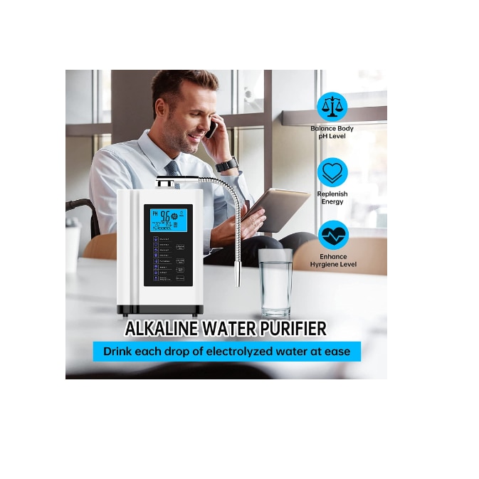 AlkaDrops Water Ionizer, Water Purifier Machine PH 3.5-10.5 Alkaline Acid  Water Machine,Up to -500mV ORP, 8000 Liters Per Filter,7 Water