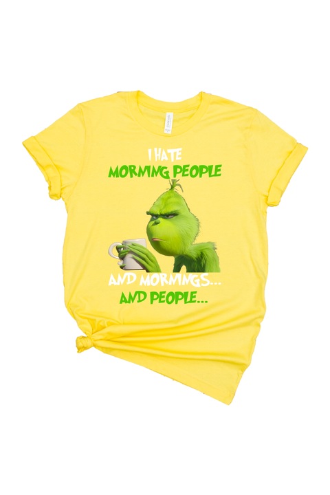 Női póló, Christmas Funny, Grinch Morning, sárga, L