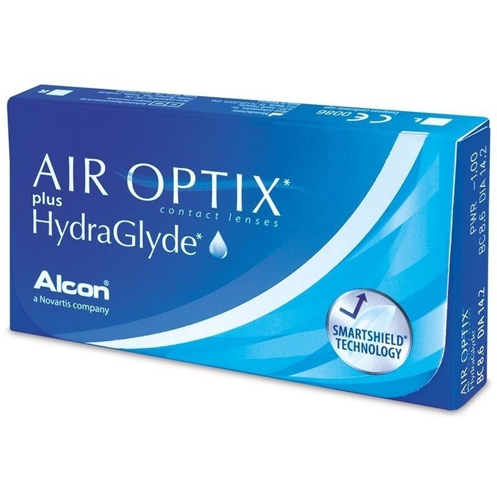 Месечни контактни лещи Air Optix plus HydraGlyde, диоптър +0.50, 3 бр./кутия
